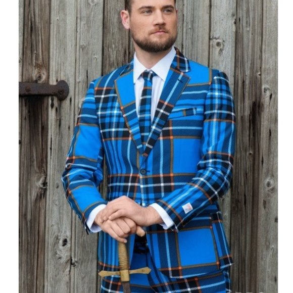 Opposuits Scottish Blue Plaid Sport Jacket Sz 48
